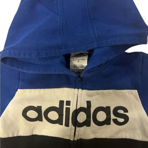 Adidas Kids Blue and Black Hoodie - Picture 2 of 3